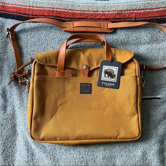 Filson Original Leather-Trimmed Rugged Twill Briefcase | Limited Edition - Picture 5 of 10